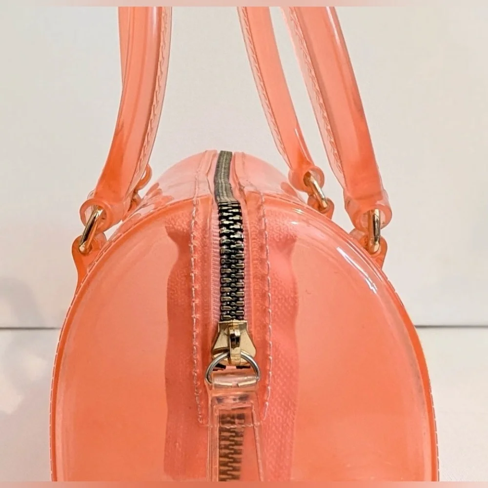 Jelly Handbag with Gold Chain Peach - Picture 4 of 9